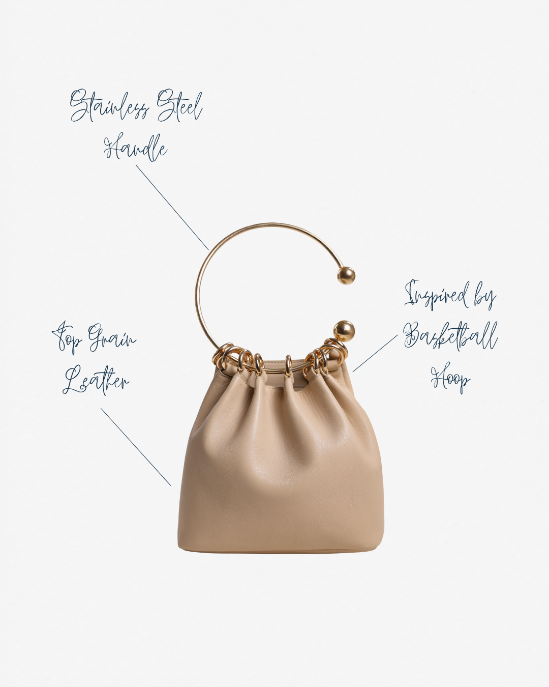 Halo Shoulder Bag with Ring Handle - Oak White