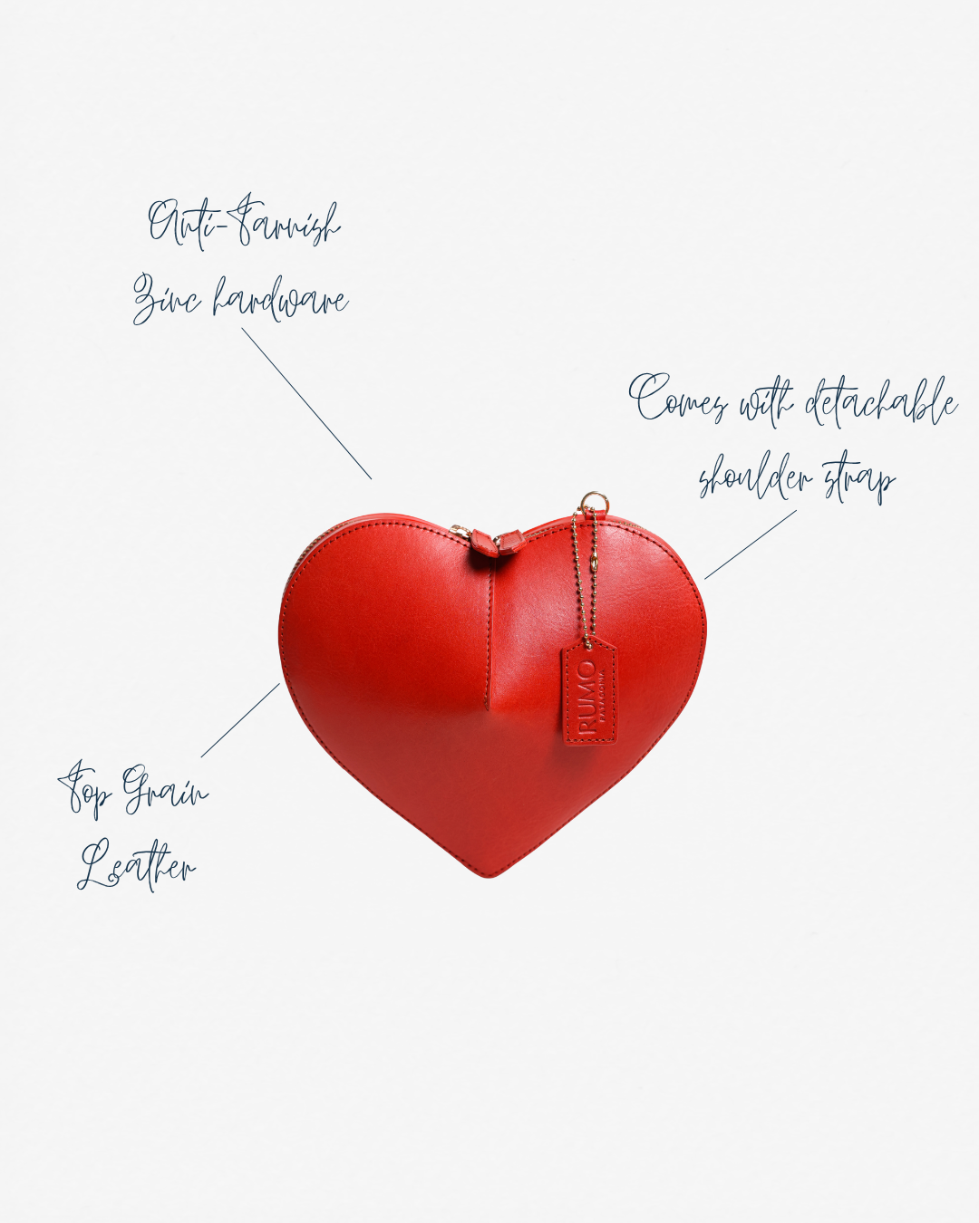 Heartbeat Clutch Bag with Crossbody Strap - Apple Red