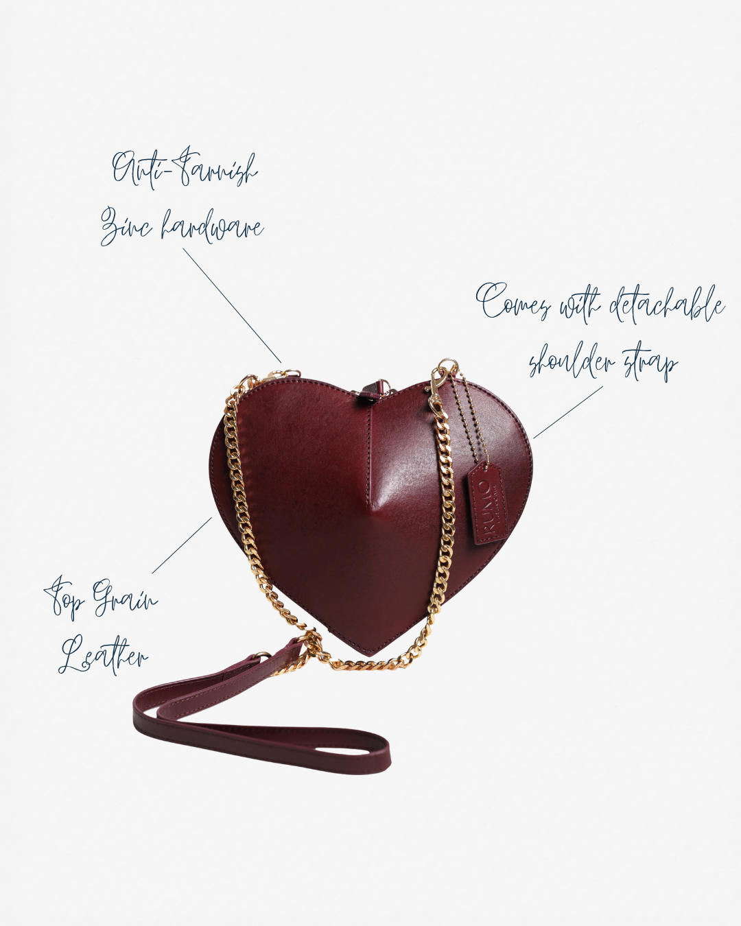 Heartbeat Clutch Bag with Crossbody Strap - Rosewood Burgundy
