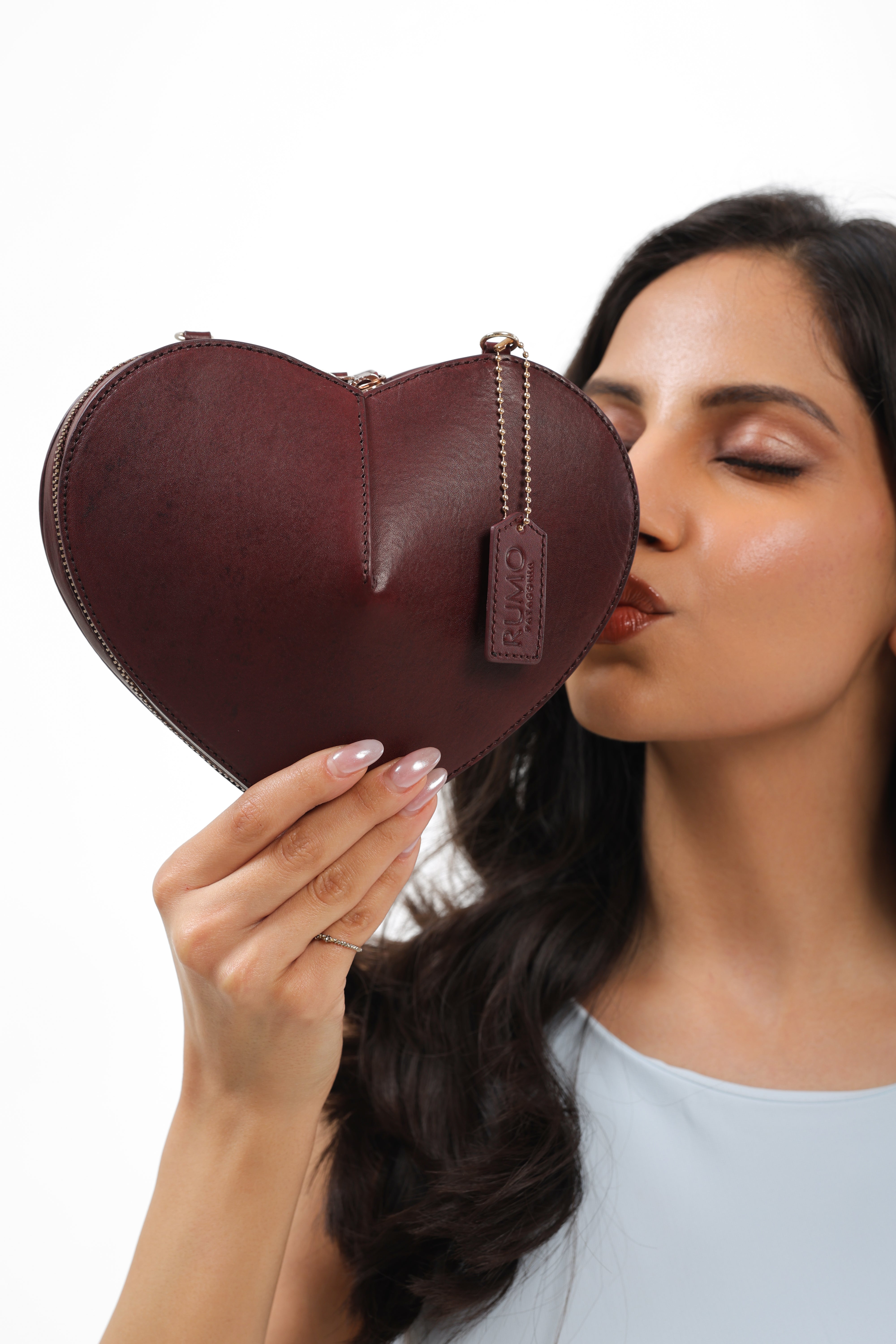 Heartbeat Clutch Bag with Crossbody Strap - Rosewood Burgundy