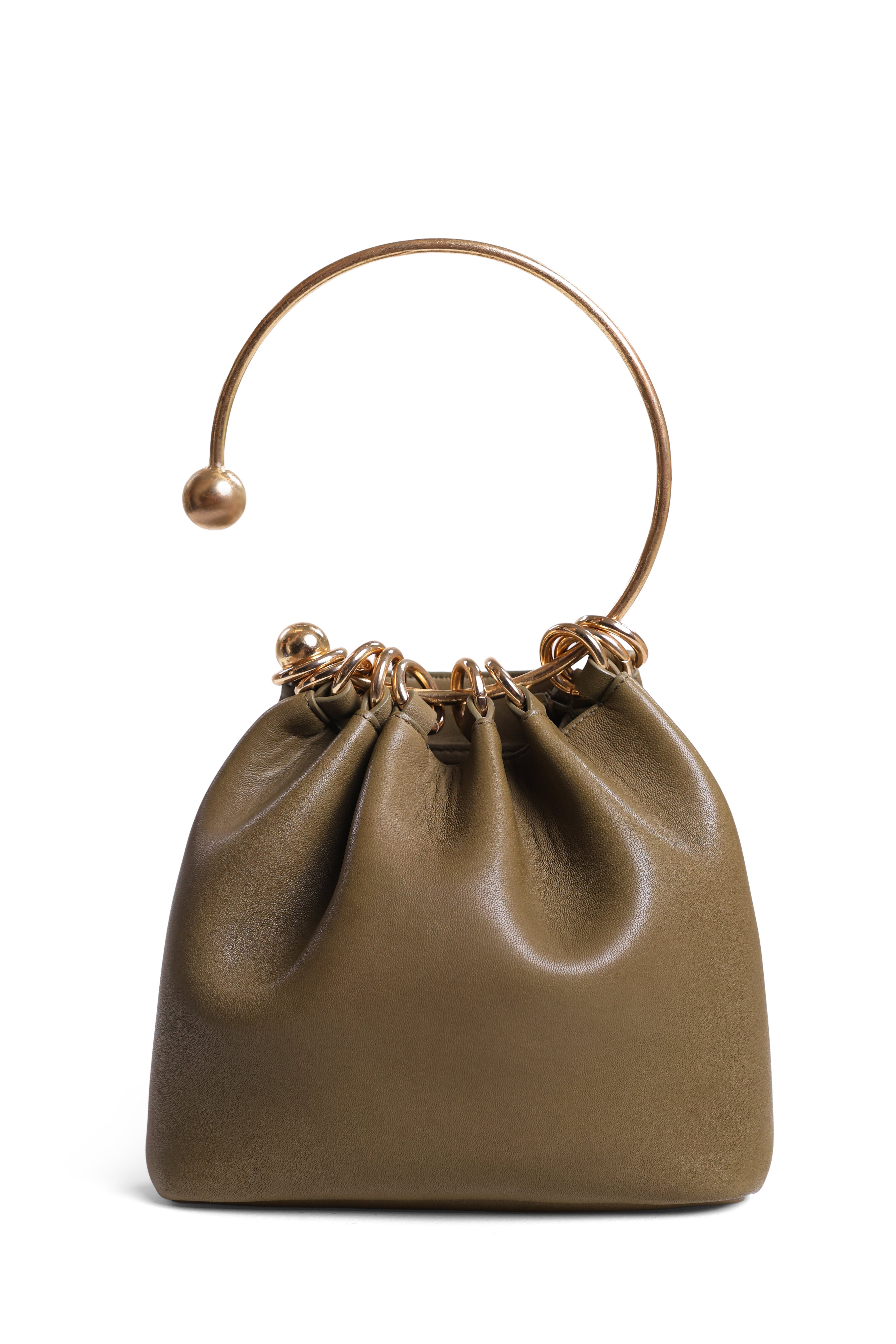 Halo Shoulder Bag with Ring Handle - Olive Green