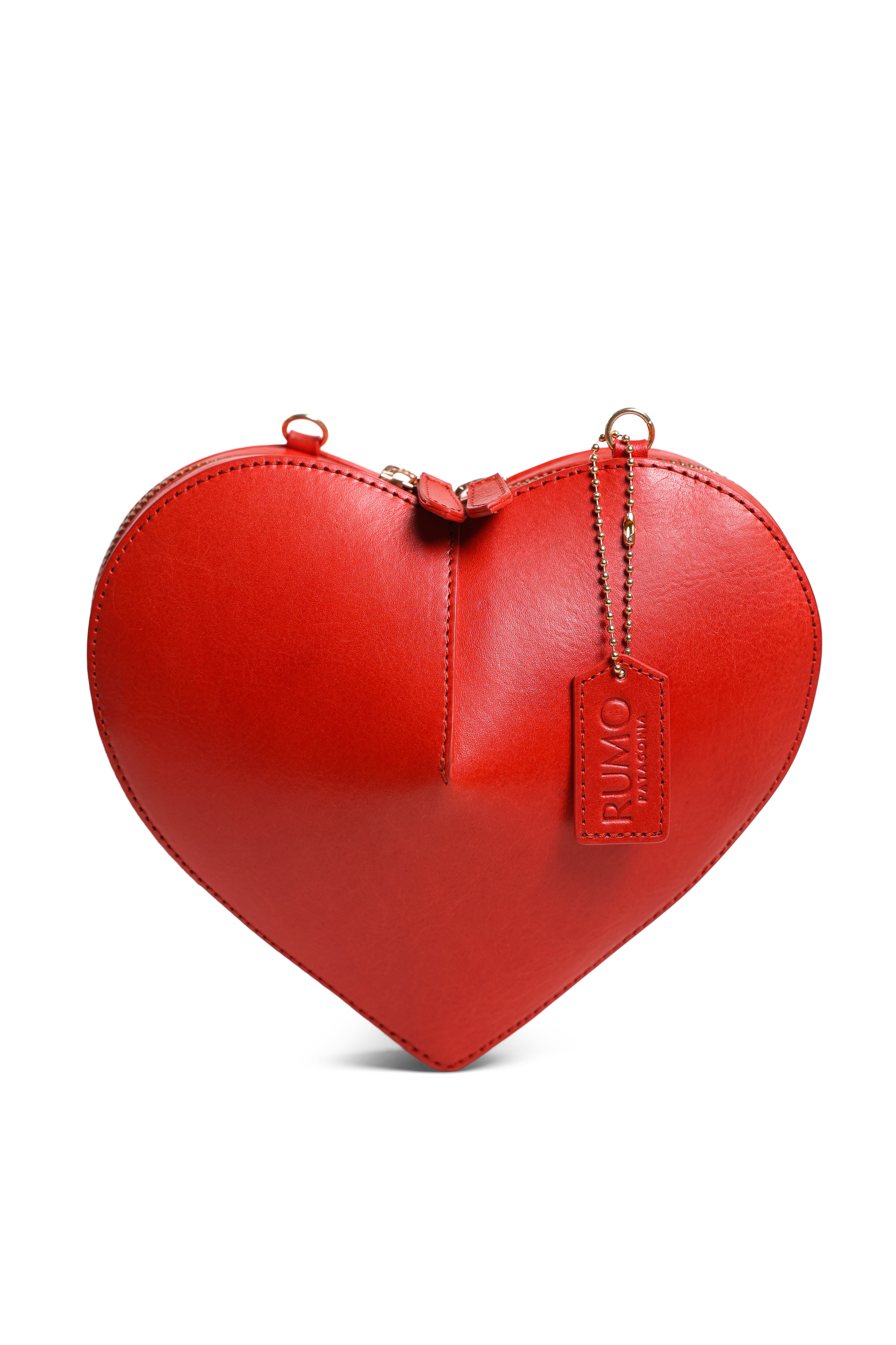 Heartbeat Clutch Bag with Crossbody Strap - Apple Red
