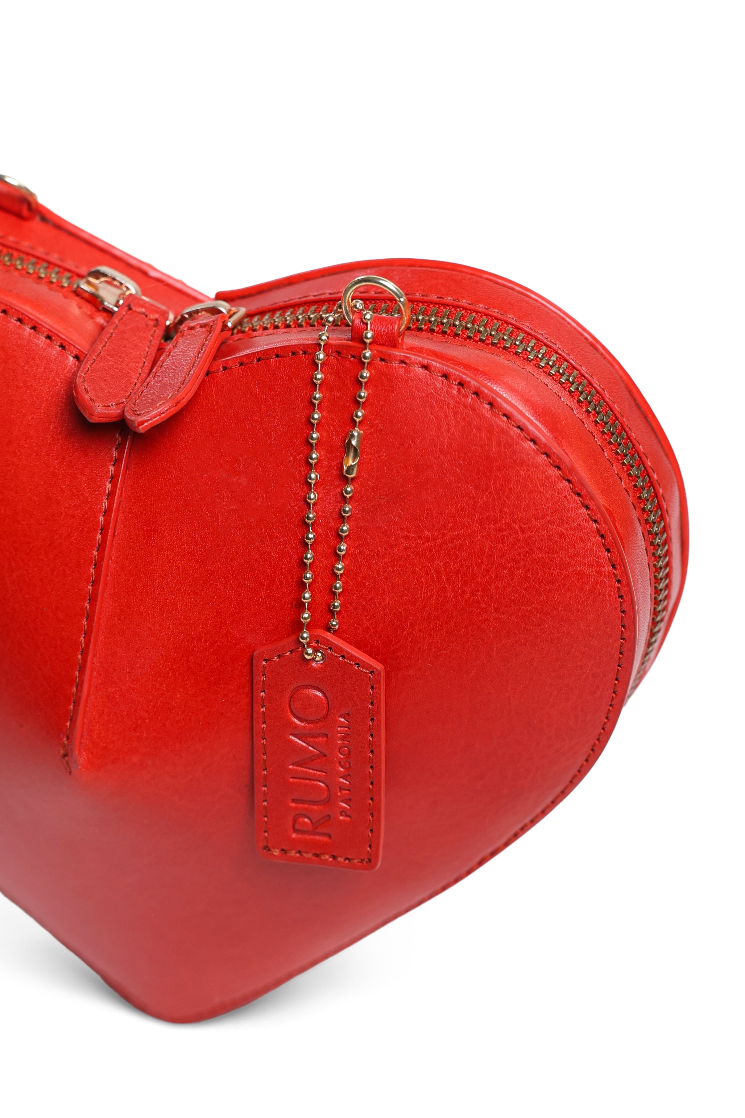 Heartbeat Clutch Bag with Crossbody Strap - Apple Red