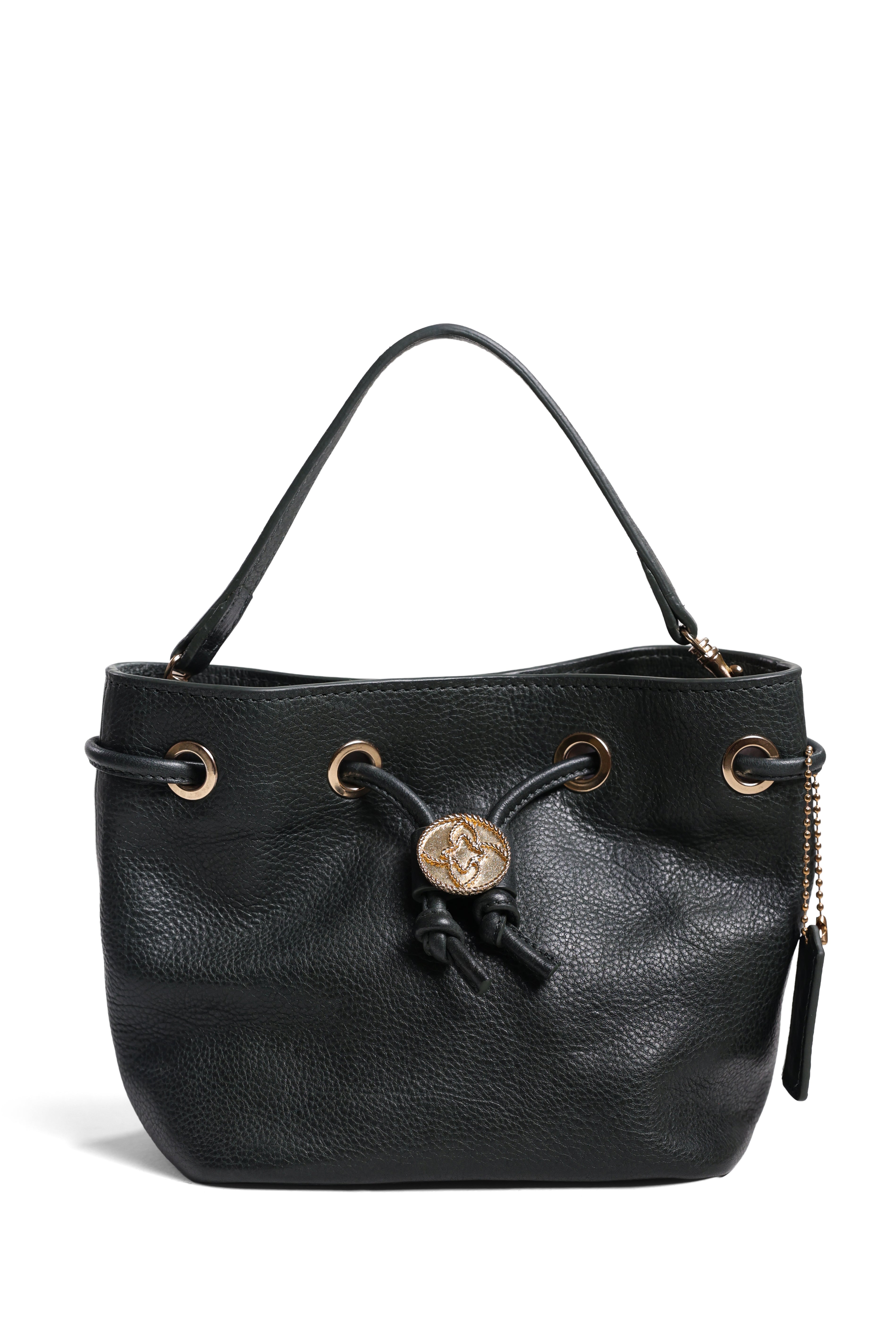 Shift Bucket Bag with Top Handle and Crossbody Strap - Forest Green