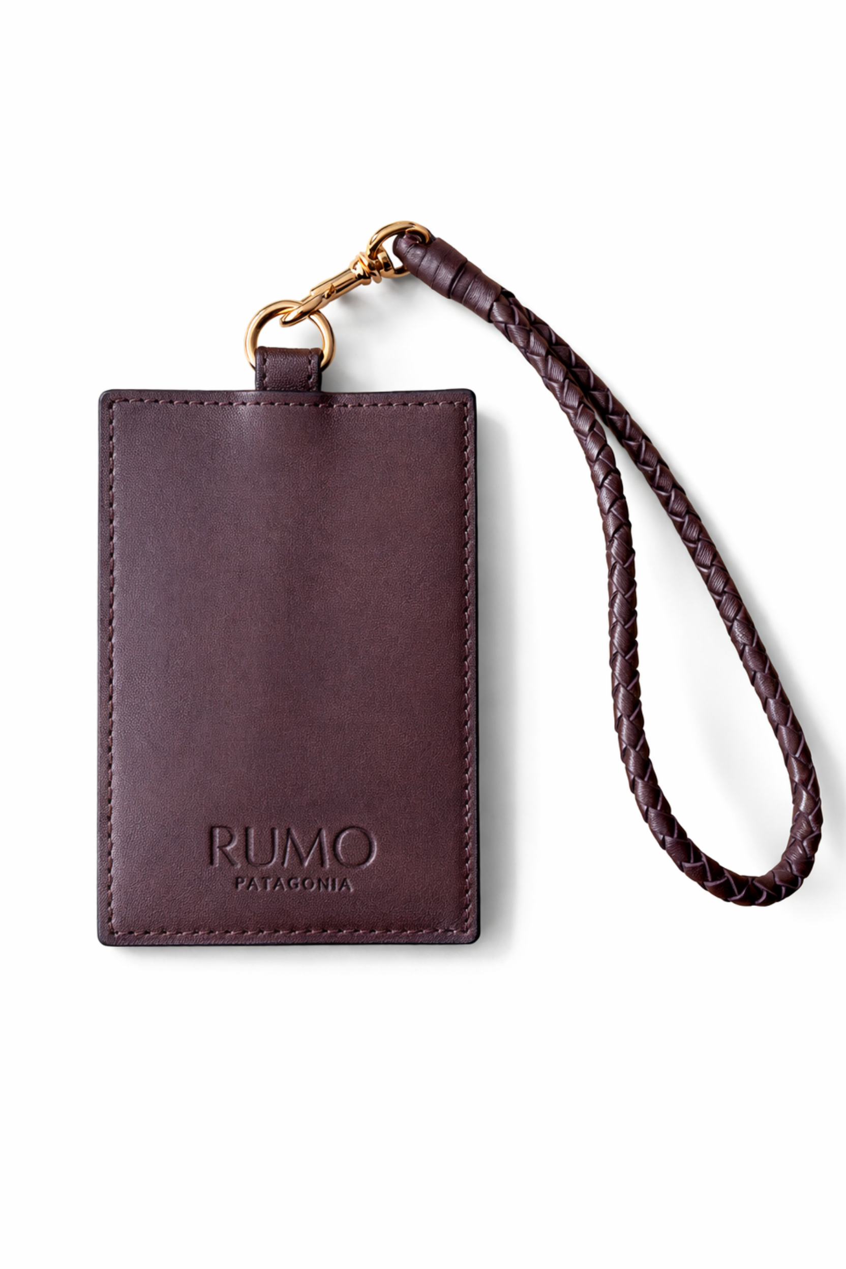 Pocket Cardholder with Braided Loop - Rosewood Burgundy