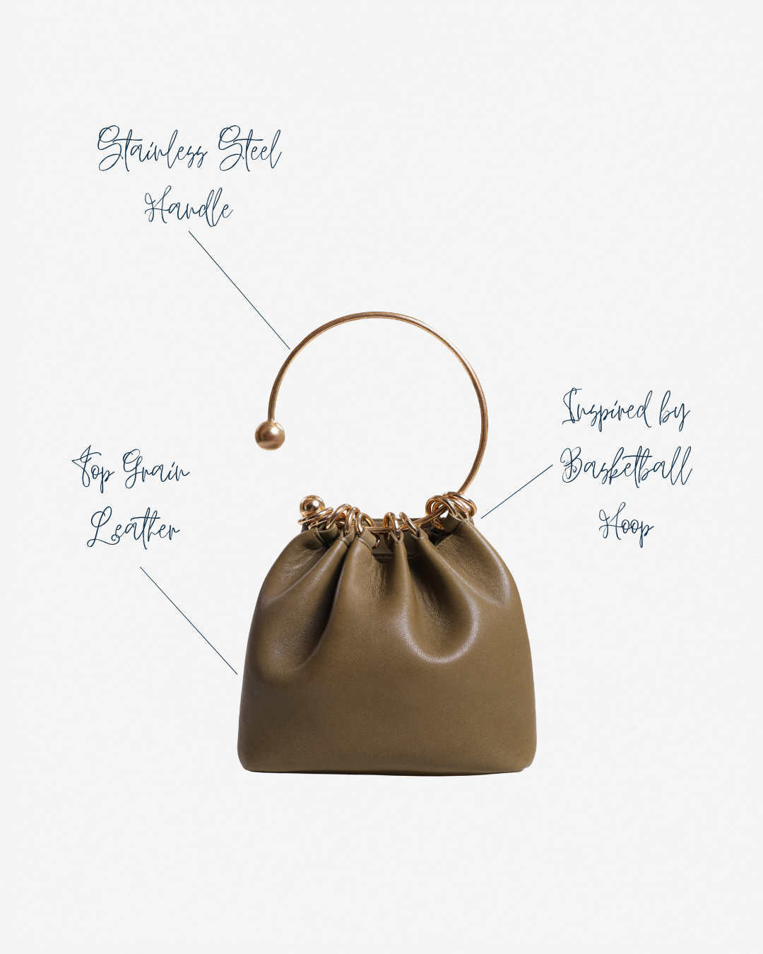 Halo Shoulder Bag with Ring Handle - Olive Green
