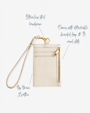 Pocket Cardholder with Braided Loop - Oak White