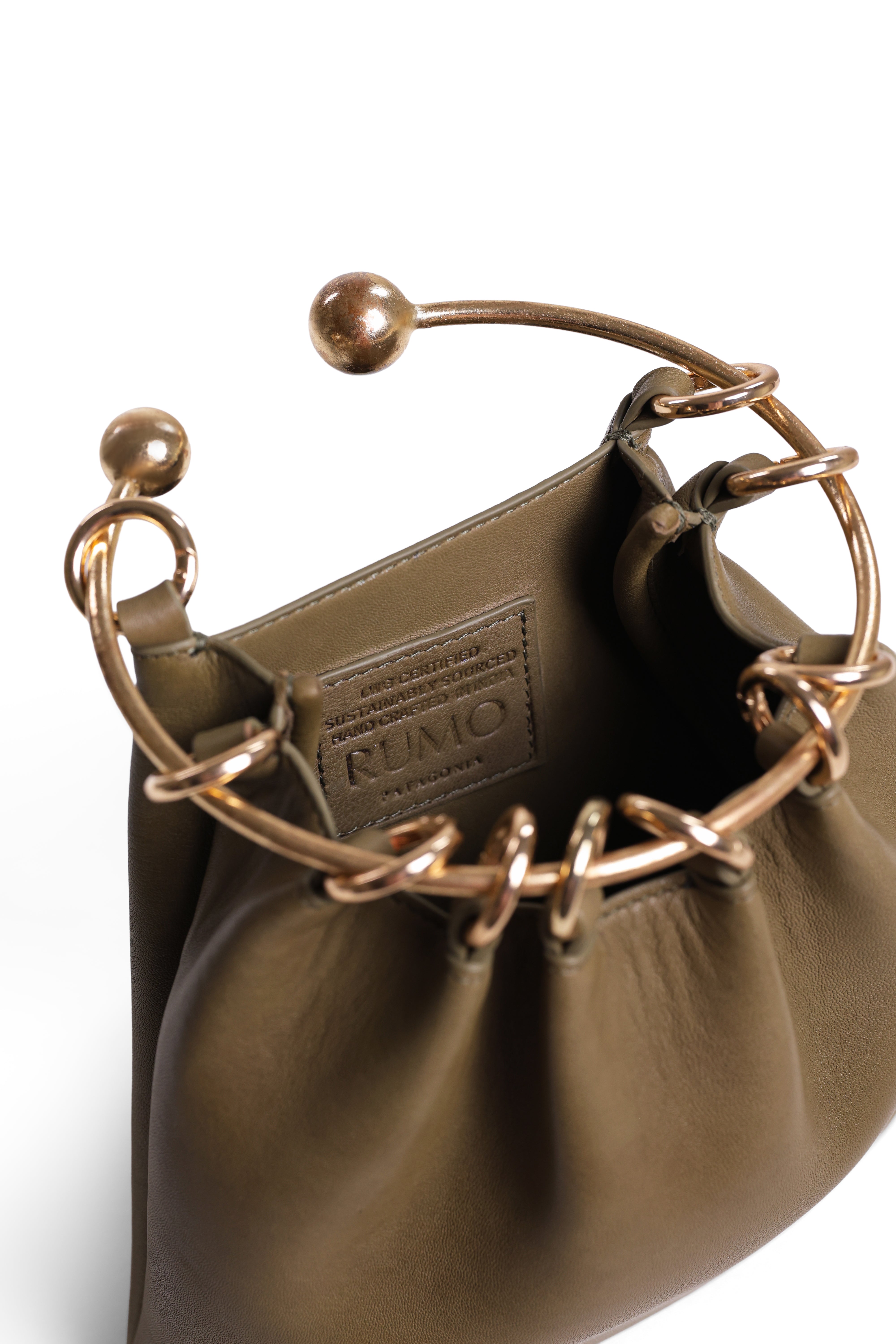 Halo Shoulder Bag with Ring Handle - Olive Green