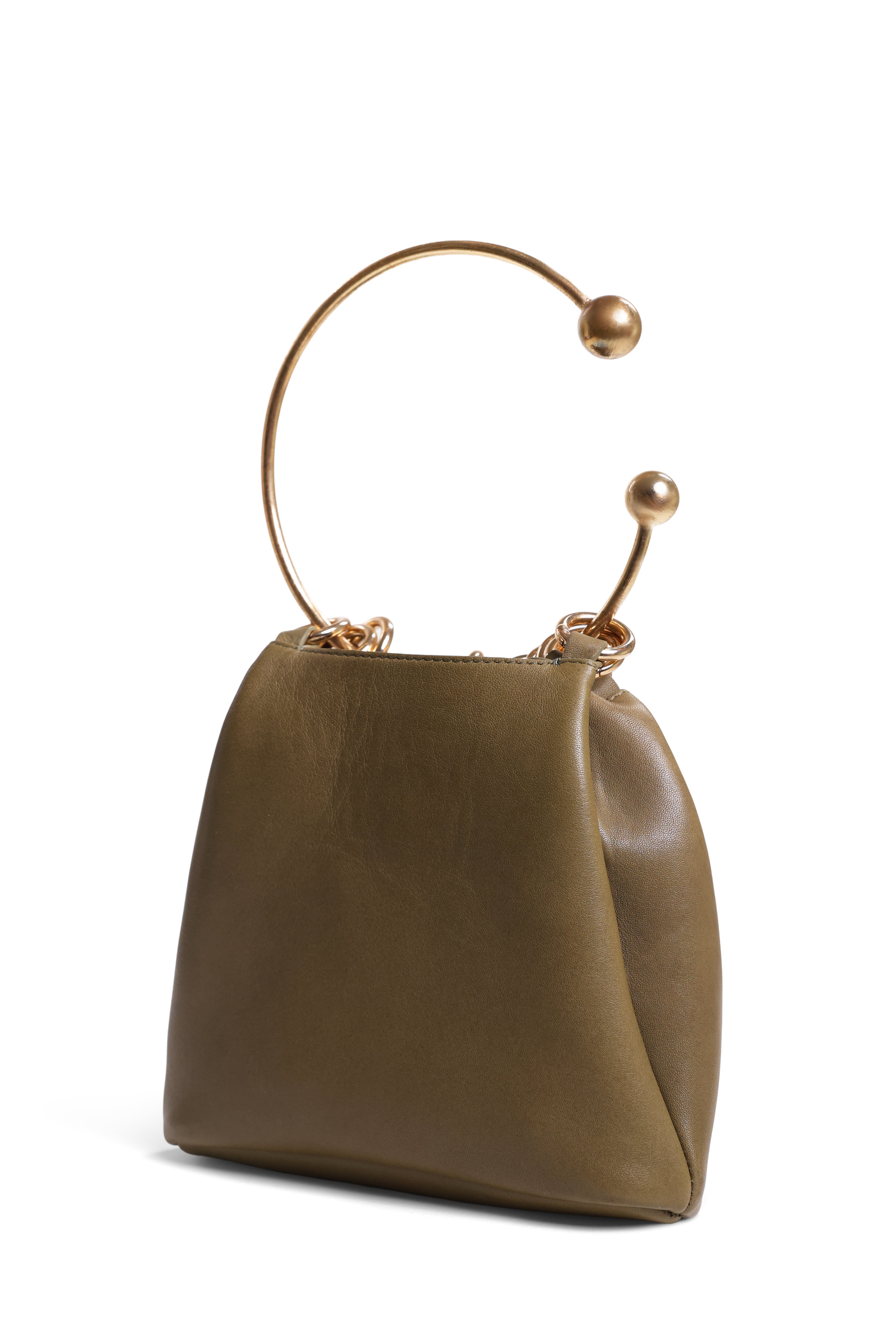 Halo Shoulder Bag with Ring Handle - Olive Green