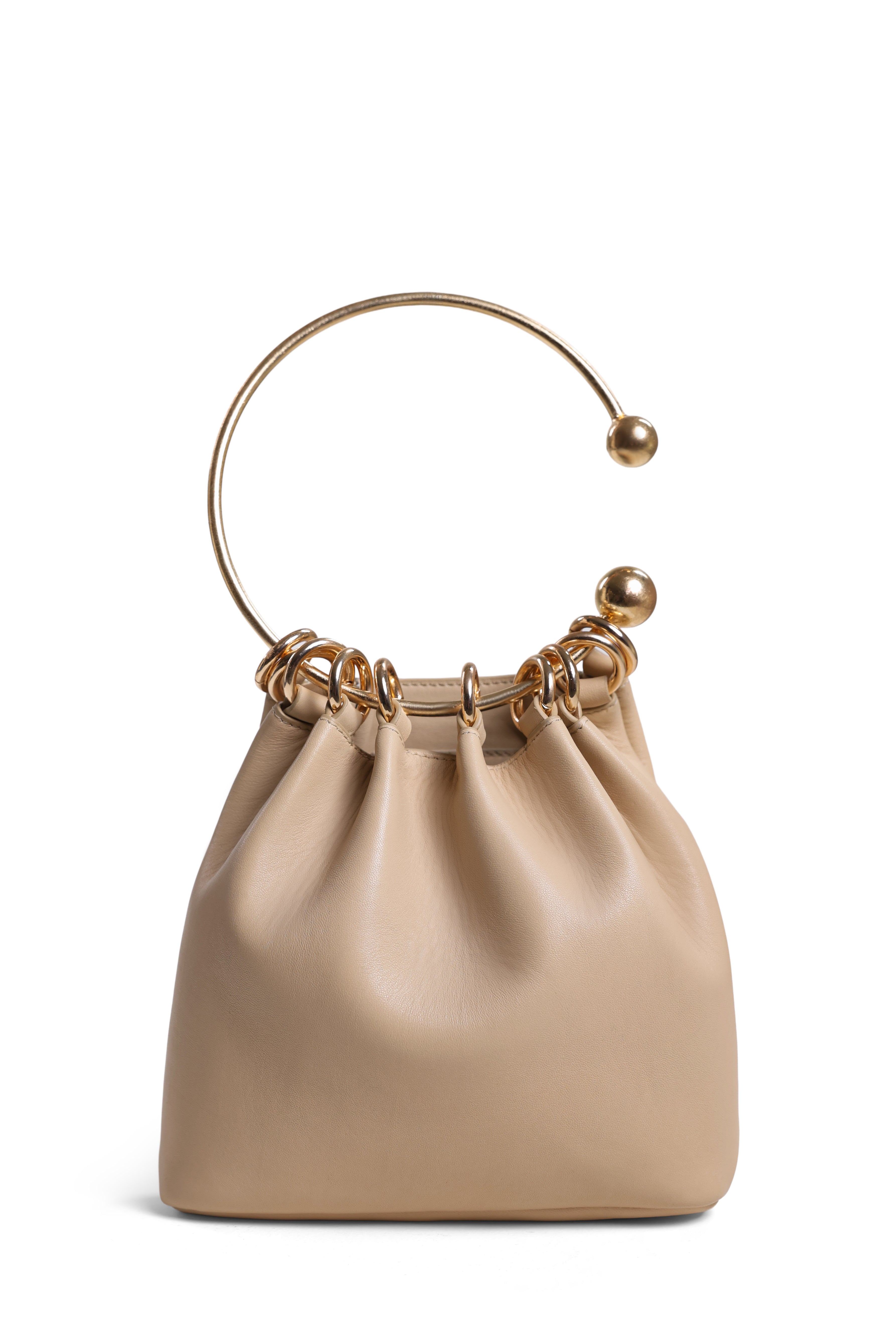 Halo Shoulder Bag with Ring Handle - Oak White