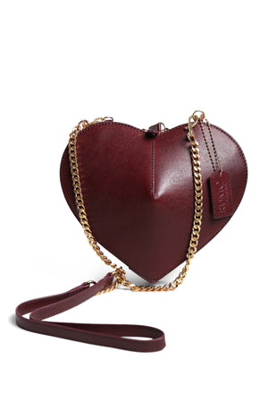 Heartbeat Clutch Bag with Crossbody Strap - Rosewood Burgundy
