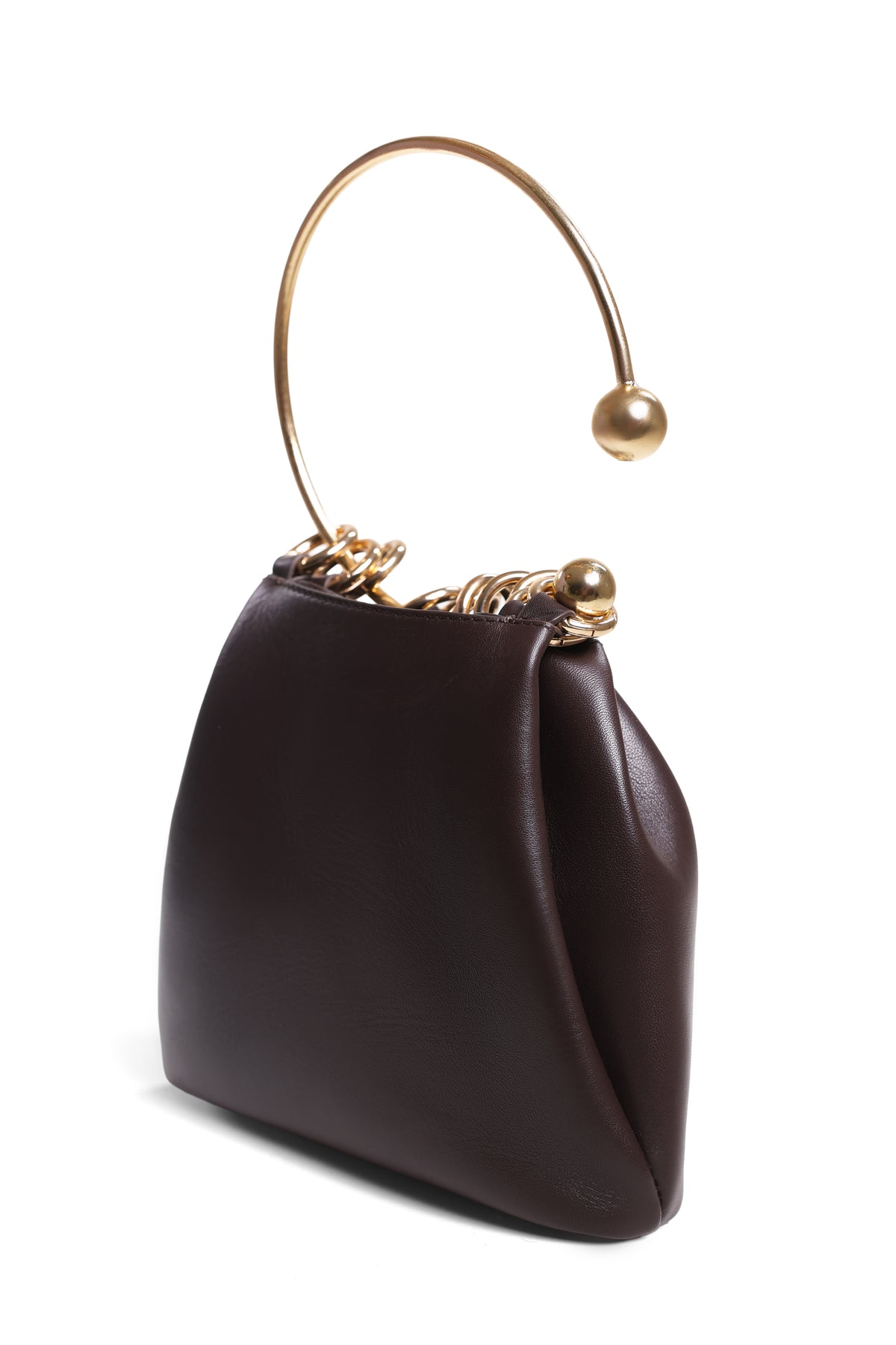Halo Shoulder Bag with Ring Handle - Walnut Brown