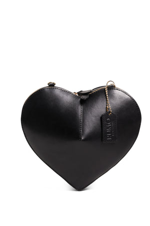 Heartbeat Clutch Bag with Crossbody Strap - Onyx Black